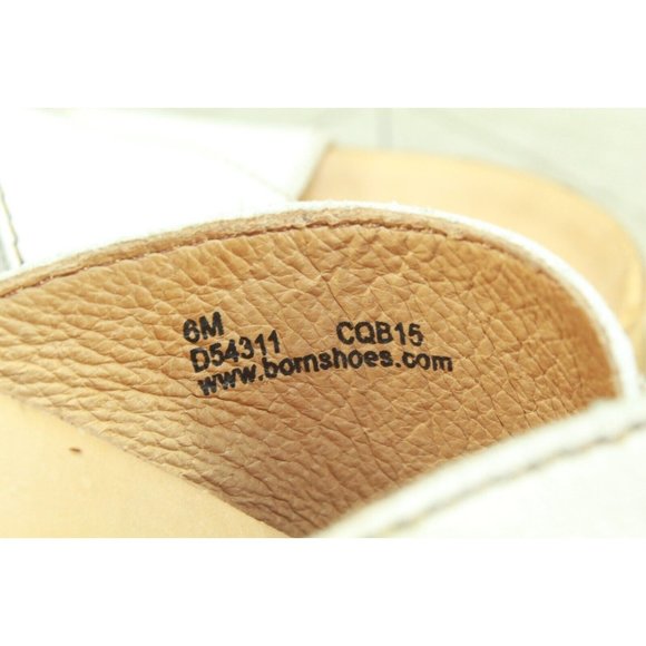 BORN White Leather Criss-Cross Straps Low Wedge Slide Sandals Size 6 M - Picture 7 of 9